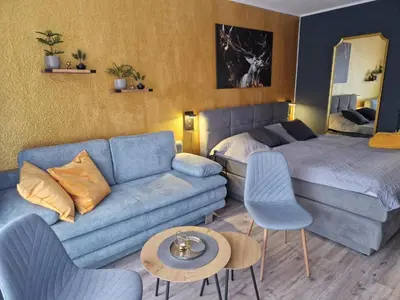 Ein Sitzbereich in der Unterkunft Apartment am Bocksberg II