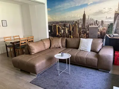 Ein Sitzbereich in der Unterkunft Ferienwohnung am Friedenspark 2