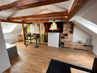 Ein Sitzbereich in der Unterkunft HAR(z)MONIE Penthouse in Blankenburg
