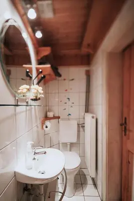 Ein Badezimmer in der Unterkunft Hexenhütte