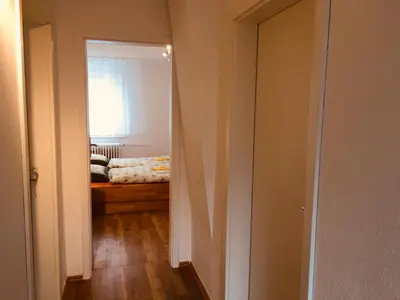 Ein Bett oder Betten in einem Zimmer der Unterkunft Ferienhaus am Fluss mit traumhafter Dachterrasse ,Garten und Grill