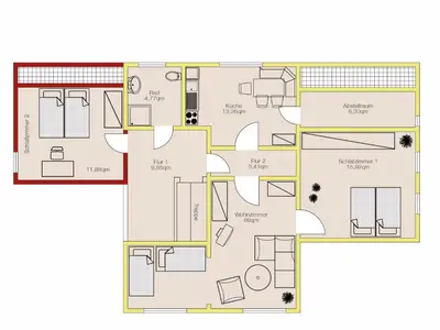 Grundriss der Unterkunft Ferienwohnung Kopp