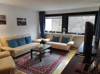 Ein Sitzbereich in der Unterkunft Ferienwohnung Kagemann