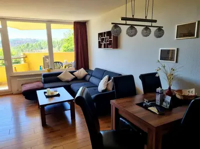 Ein Sitzbereich in der Unterkunft Harz-Idylle mit Sauna & Pool: Entspannung pur.