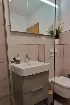 Ein Badezimmer in der Unterkunft Ferienwohnung in zentraler Lage und Kurparknähe