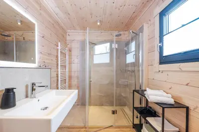 Ein Badezimmer in der Unterkunft Bergwaldchalet Tierfreund