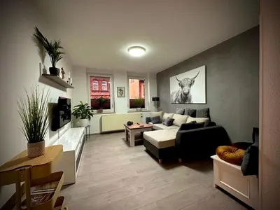 Ein Sitzbereich in der Unterkunft Ferienwohnung Amelie
