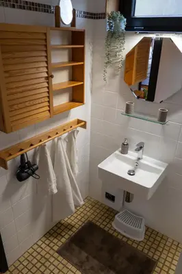 Ein Badezimmer in der Unterkunft FeWo Harzer Weitblick, bis 2 Hunde Willkommen, W-Lan, 2x Smart TV, DTV 4 Sterne, 4 Pfoten