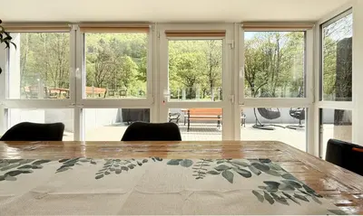 Ein Sitzbereich in der Unterkunft Haus an der Sieber