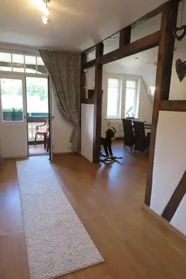 Ein Sitzbereich in der Unterkunft FeWo in Ilsenburg Waldblick, schöne Aussicht