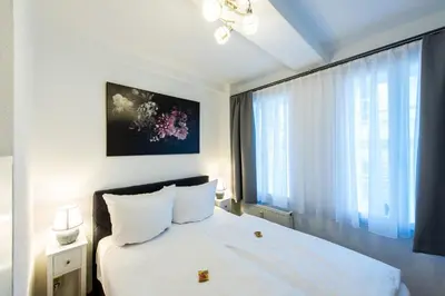 Ein Bett oder Betten in einem Zimmer der Unterkunft Ferienwohnung 1 - Marktkirchhof