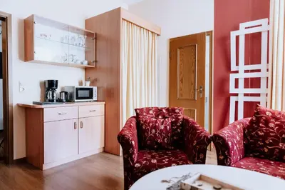Küche/Küchenzeile in der Unterkunft Ferienwohnung am Kurpark